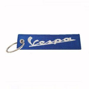 Vespa Blue-White Key Chain Fob Embroidered - NEW Fast Ship